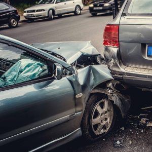 A photo of a fender bender car accident for a blog about Georgia's Average Car Accident Settlements