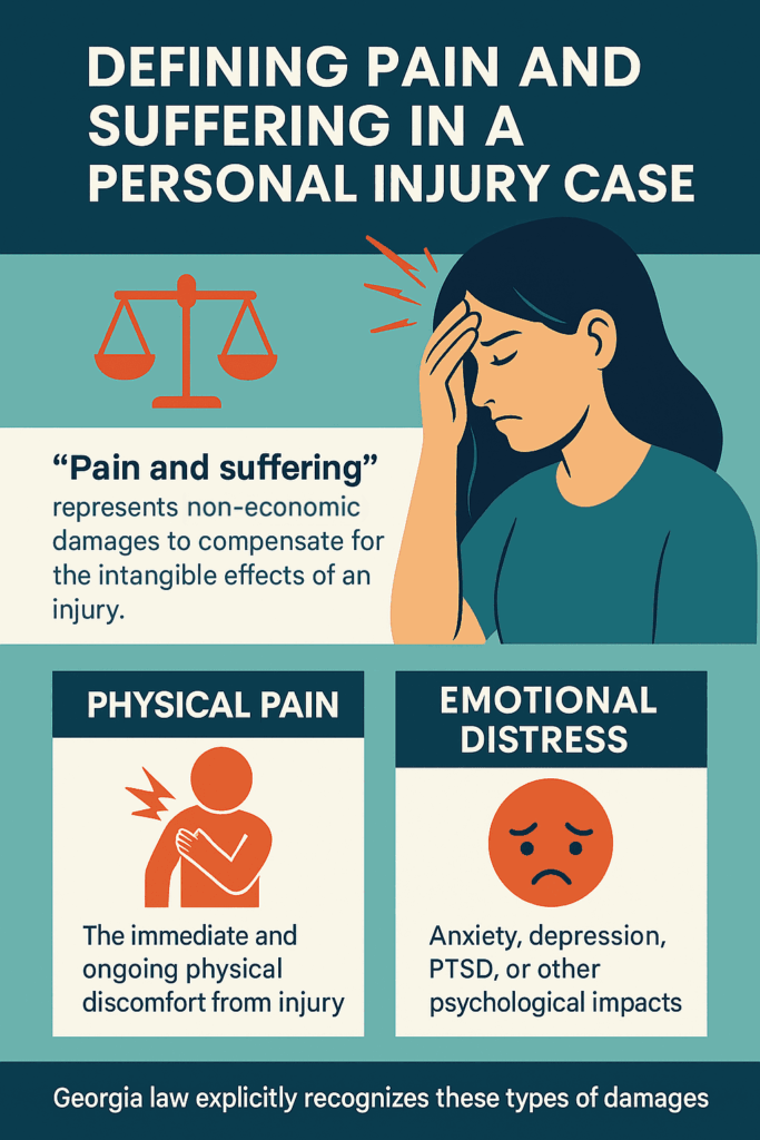 Infographic defining pain and suffering as non economic damages